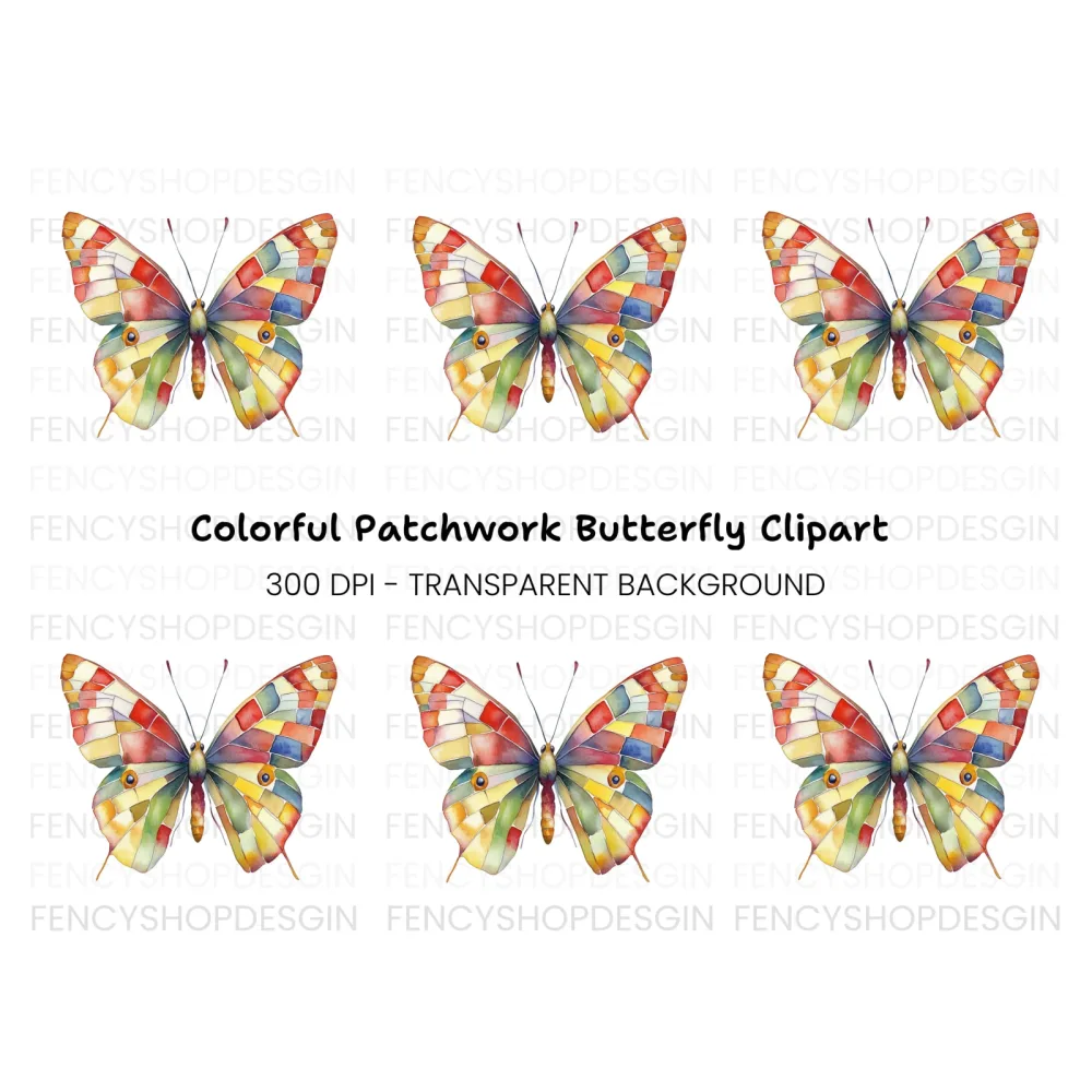 Vibrant Stained Glass Butterfly Clipart Bundle