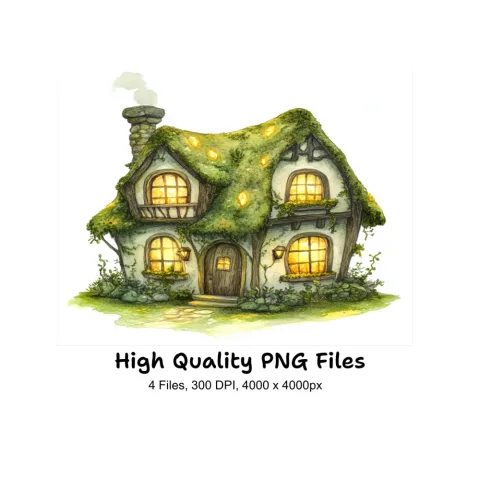 Charming Fantasy Cottages Clipart Bundle
