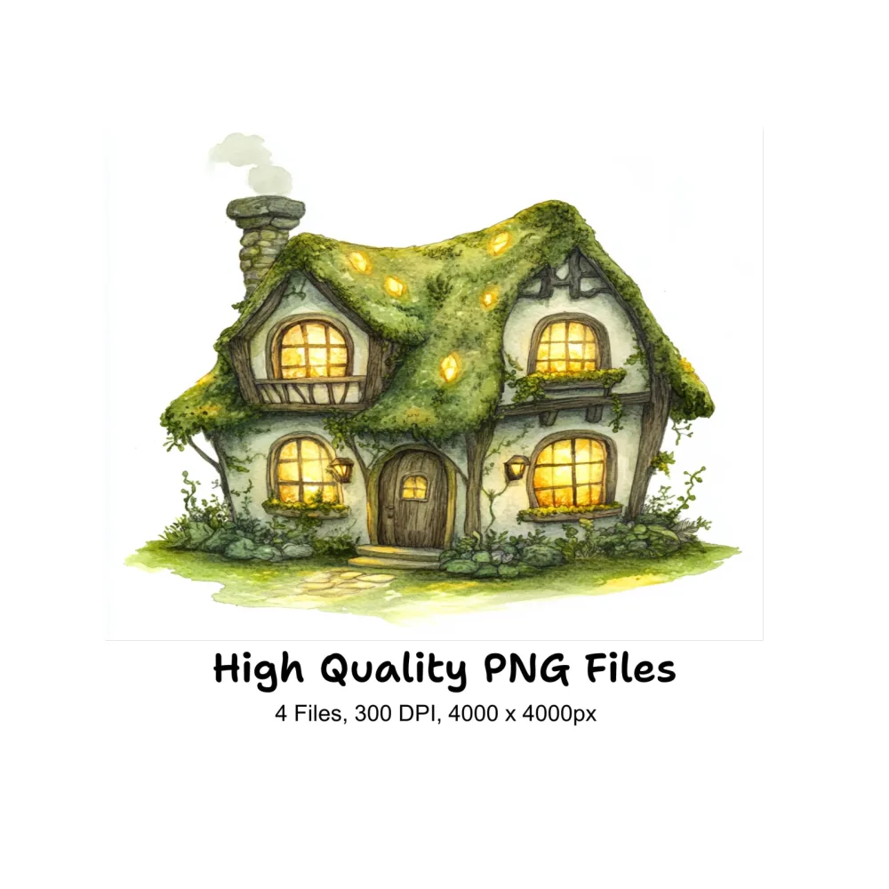 Charming Fantasy Cottages Clipart Bundle