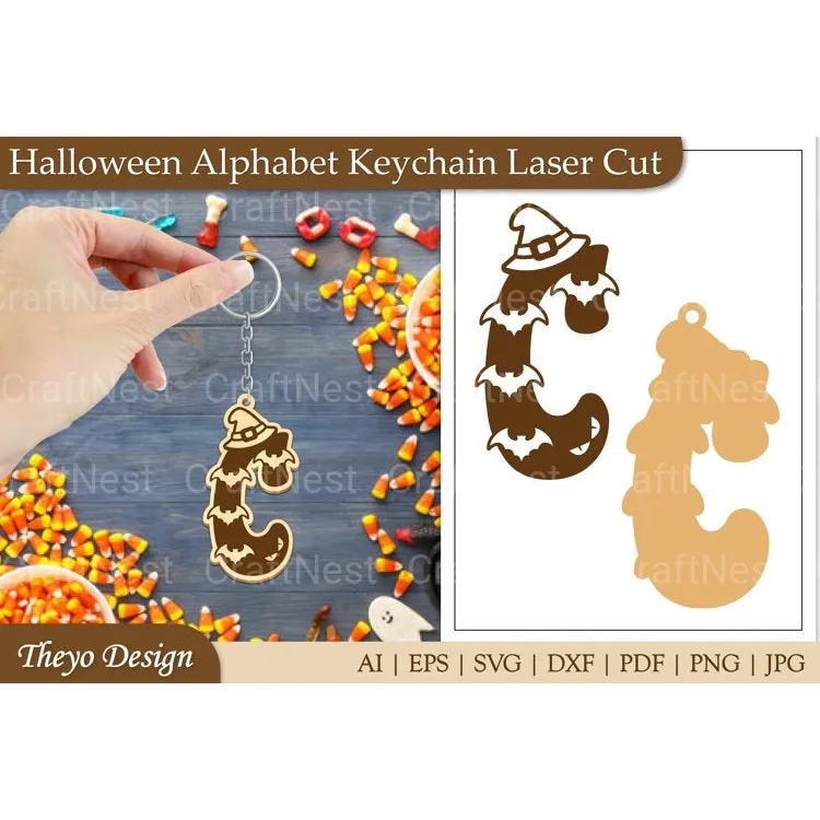 Halloween Keychain Alphabet SVG