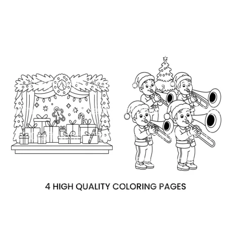 Christmas Stage Elf Musicians Coloring Books