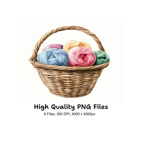 Yarn Baskets Clipart Bundle