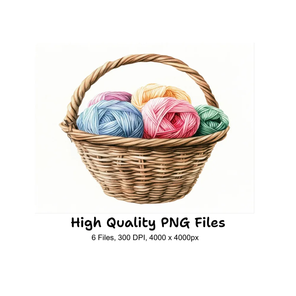 Yarn Baskets Clipart Bundle