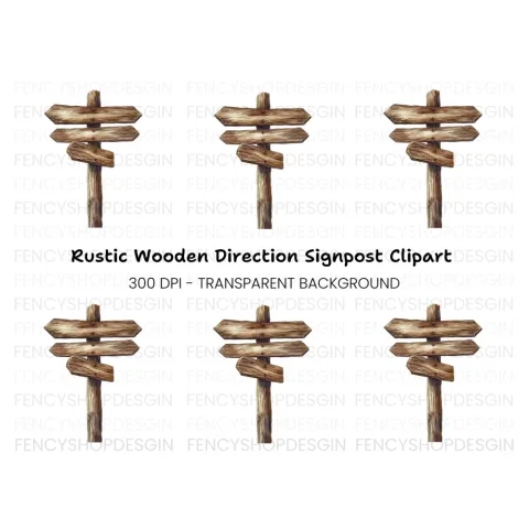 Rustic Wooden Signpost Clipart Bundle