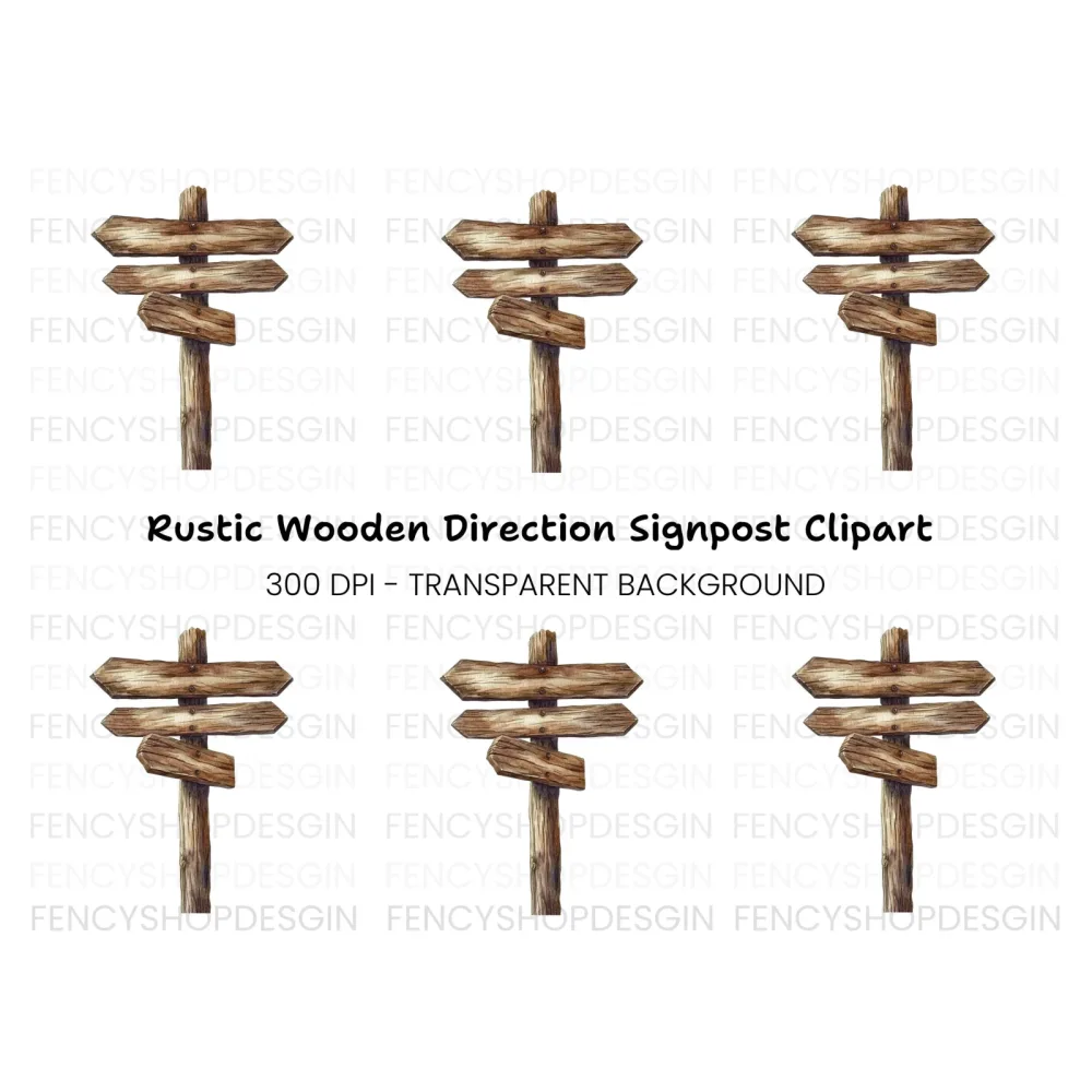 Rustic Wooden Signpost Clipart Bundle