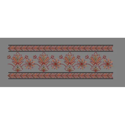Chevron Border Orange Embroidery Design