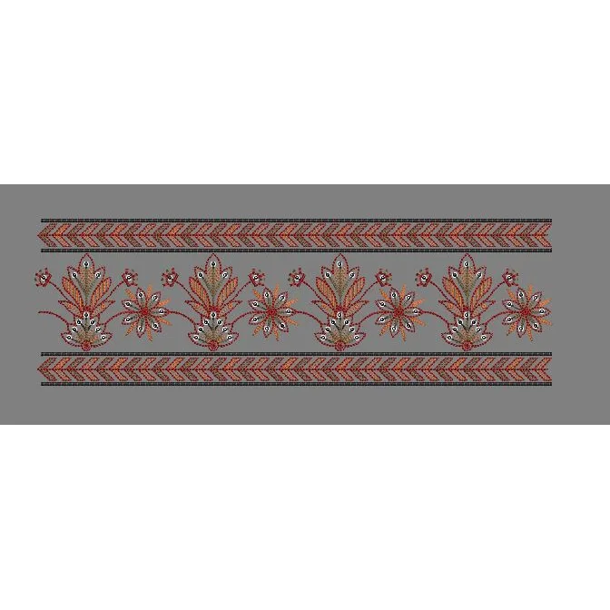 Chevron Border Orange Embroidery Design