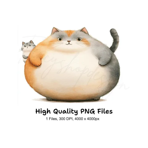 Chubby Cat and Kitten Clipart Bundle
