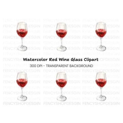 Elegant Red Wine Glass Clipart Bundle
