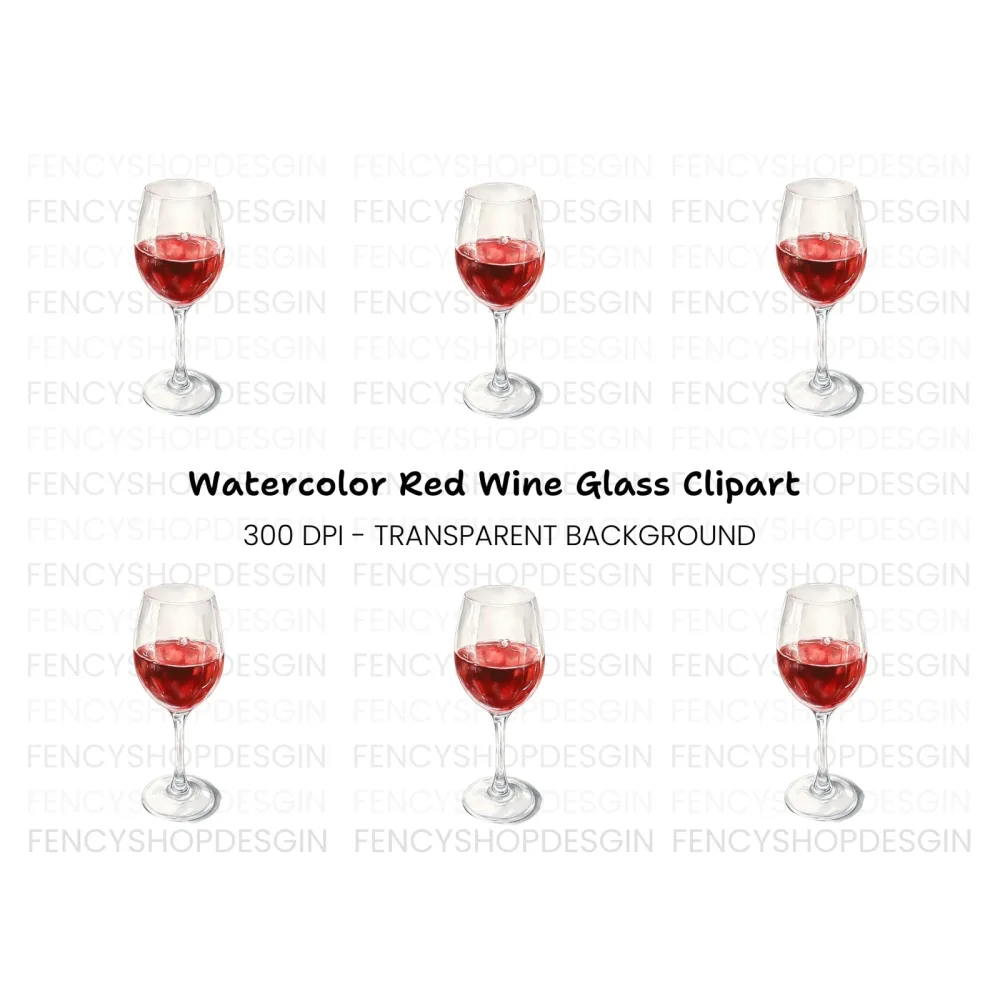 Elegant Red Wine Glass Clipart Bundle