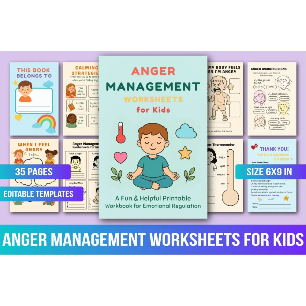 Anger Management Worksheets for Kids Planner