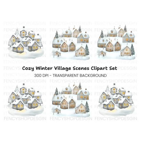 Winter Village Clipart Bundle