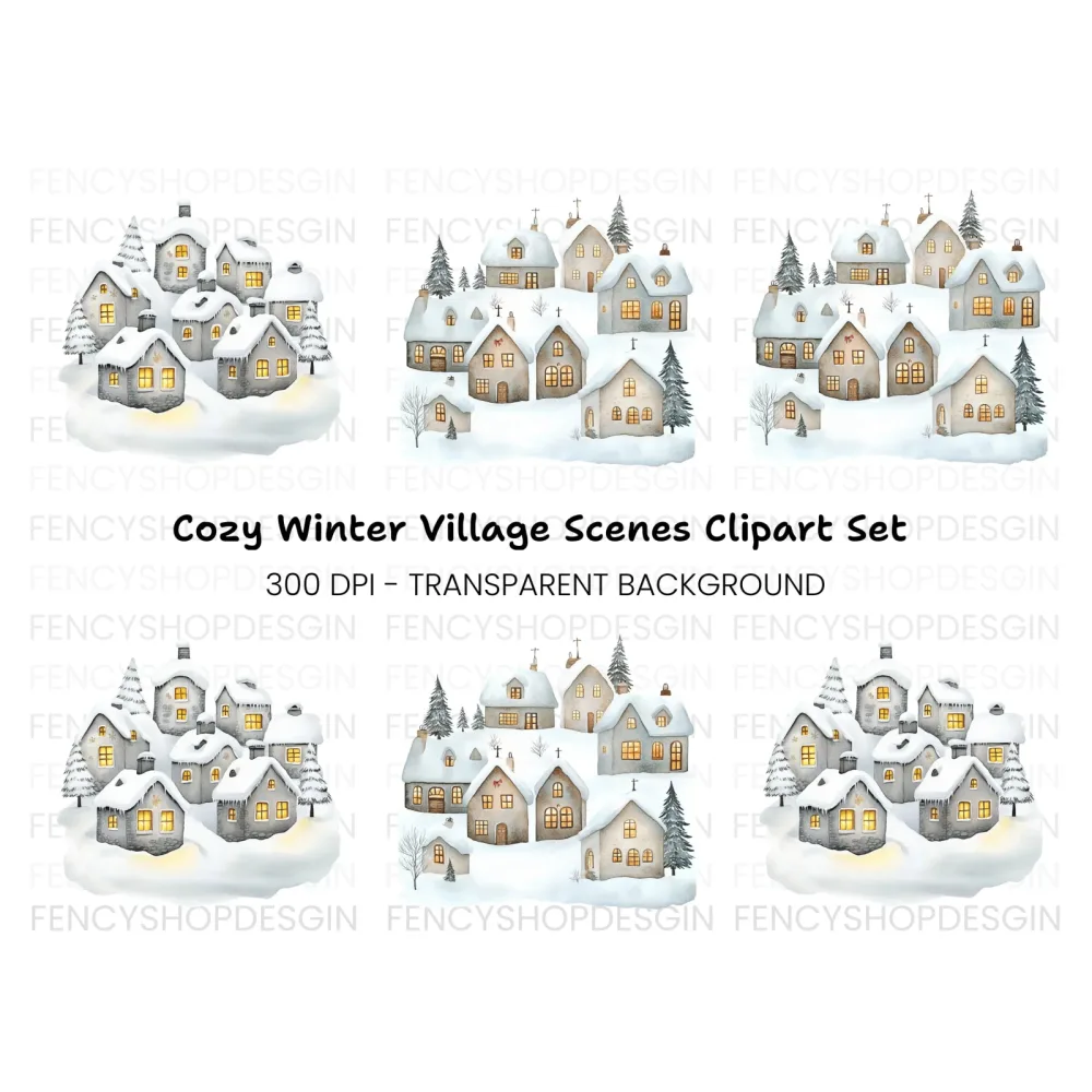 Winter Village Clipart Bundle