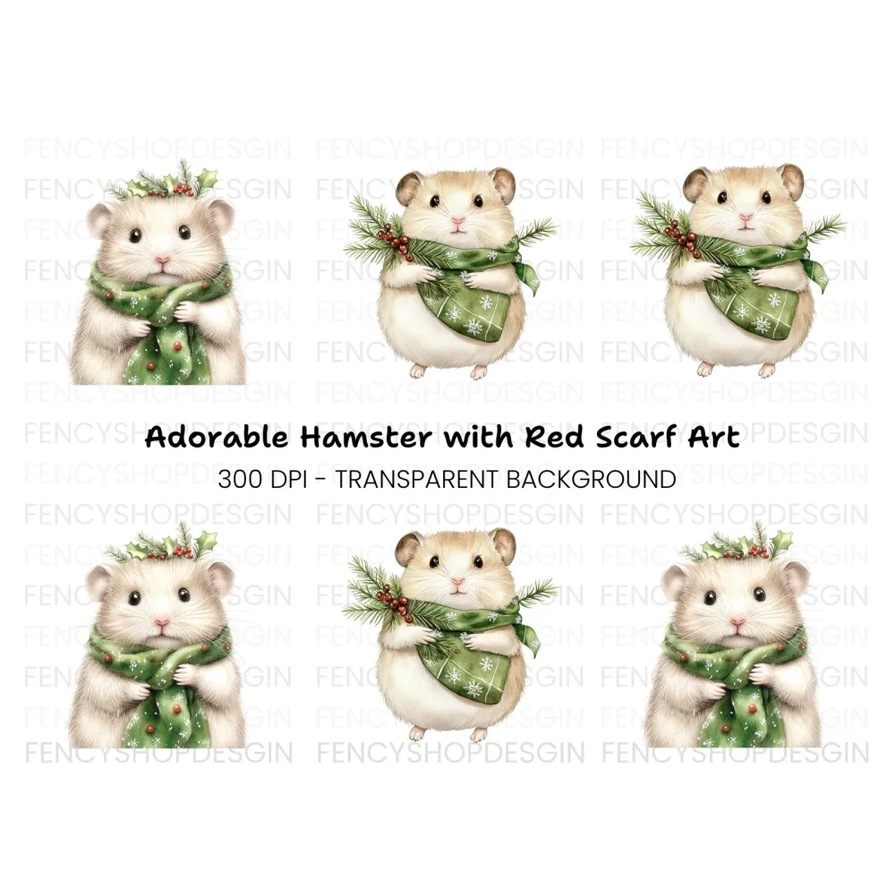 Festive Hamster Christmas Clipart Bundle