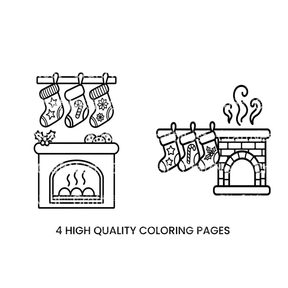 Christmas Fireplace Stockings Coloring Books
