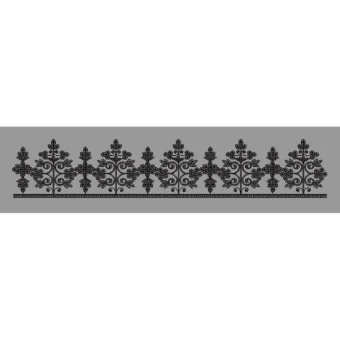Black Silhouette Floral Vine Border Embroidery Design
