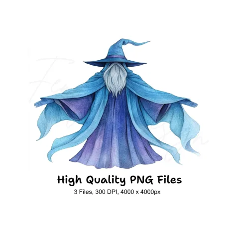 Blue Wizard Clipart Bundle
