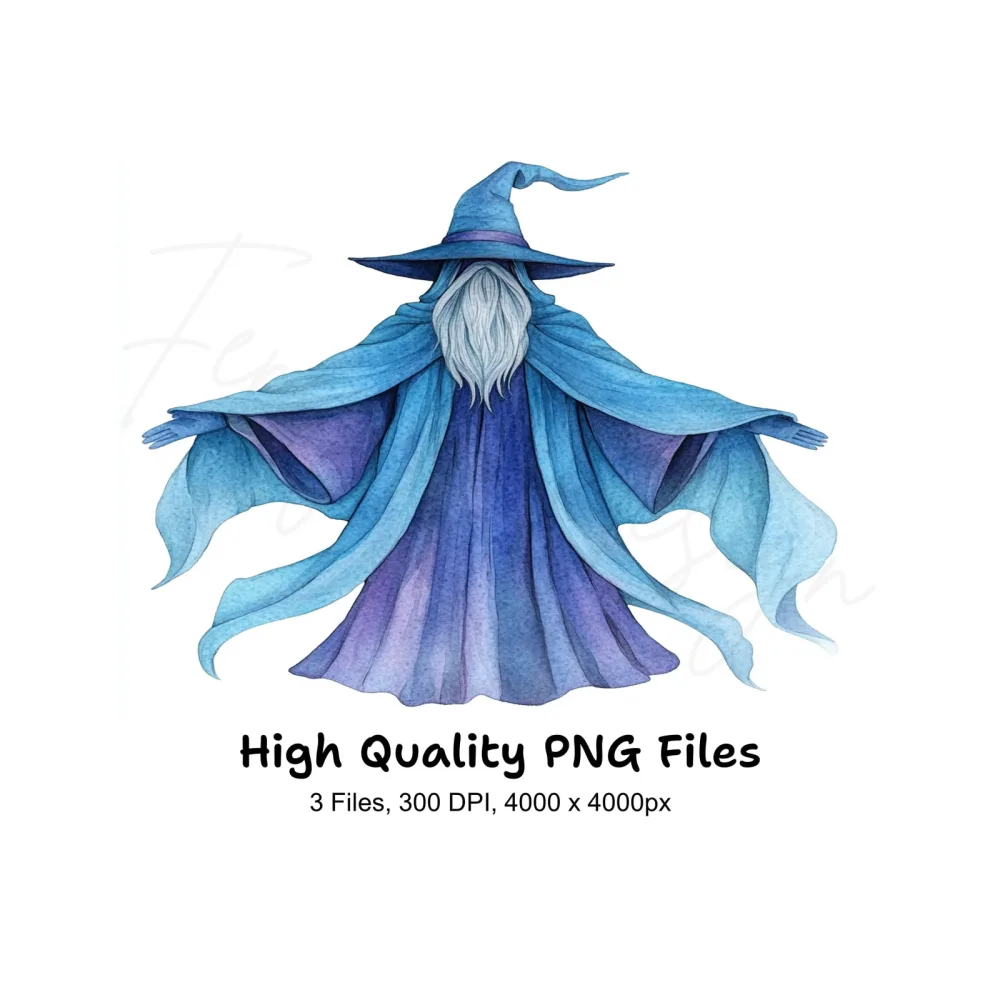 Blue Wizard Clipart Bundle