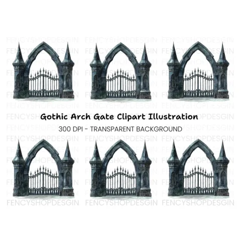 Gothic Archway Gate Clipart Bundle