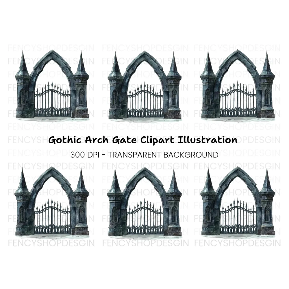 Gothic Archway Gate Clipart Bundle