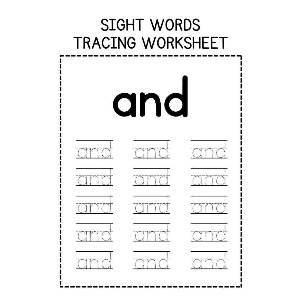 Sight Word Tracing Sentence Worksheets