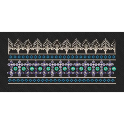 Arched Crown and Diamond Border Embroidery Design