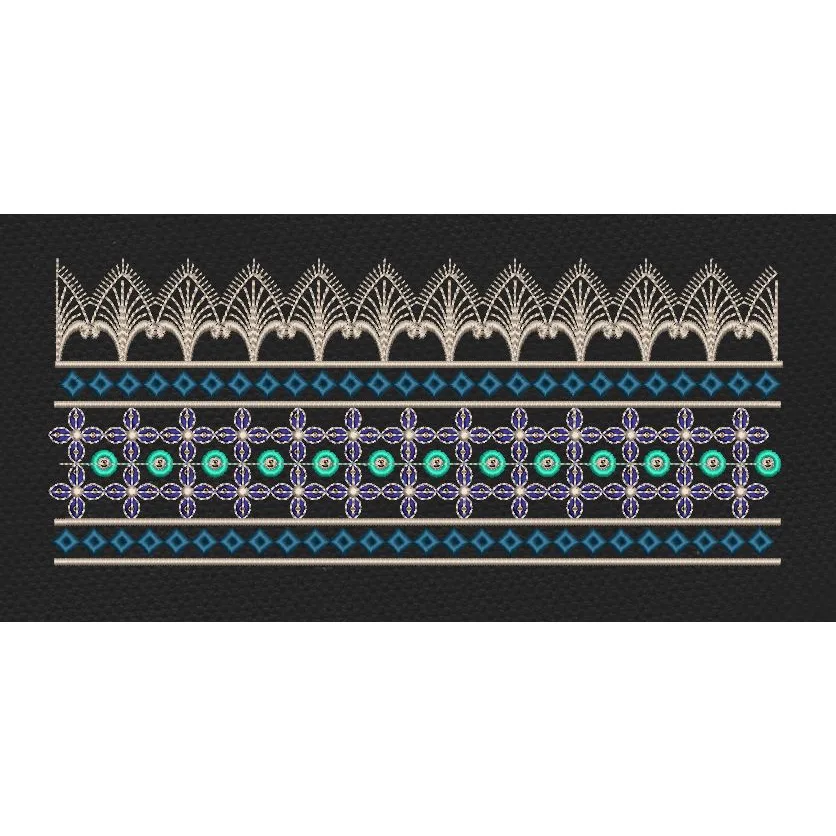 Arched Crown and Diamond Border Embroidery Design