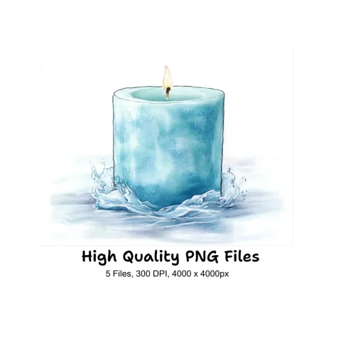 Ocean Wave Blue Candle Clipart Bundle