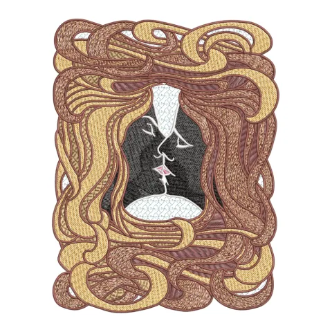 Kiss Embroidery Design