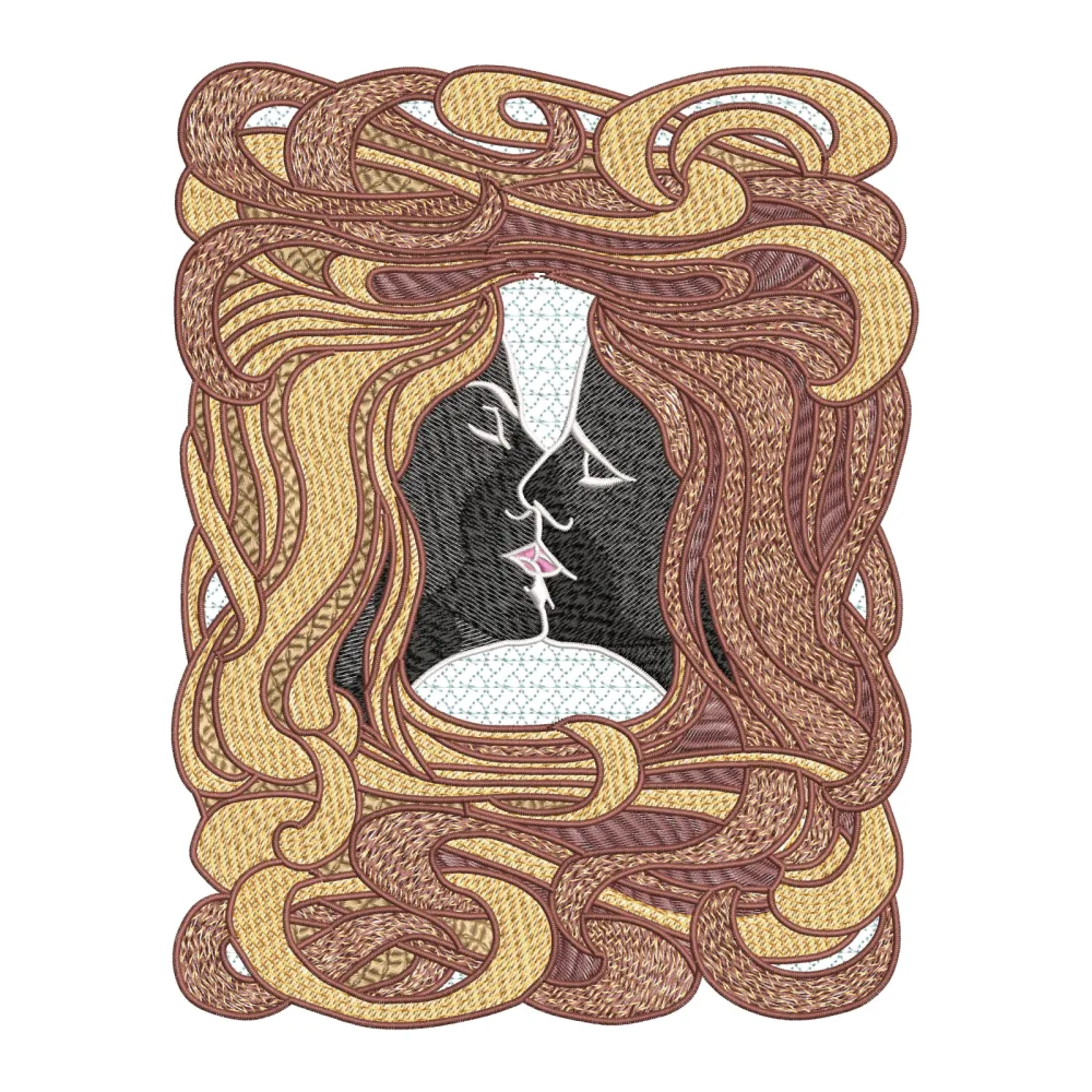 Kiss Embroidery Design