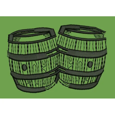 Dual Wooden Casks Embroidery Design