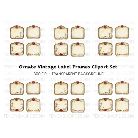 Vintage Christmas Labels Clipart Bundle