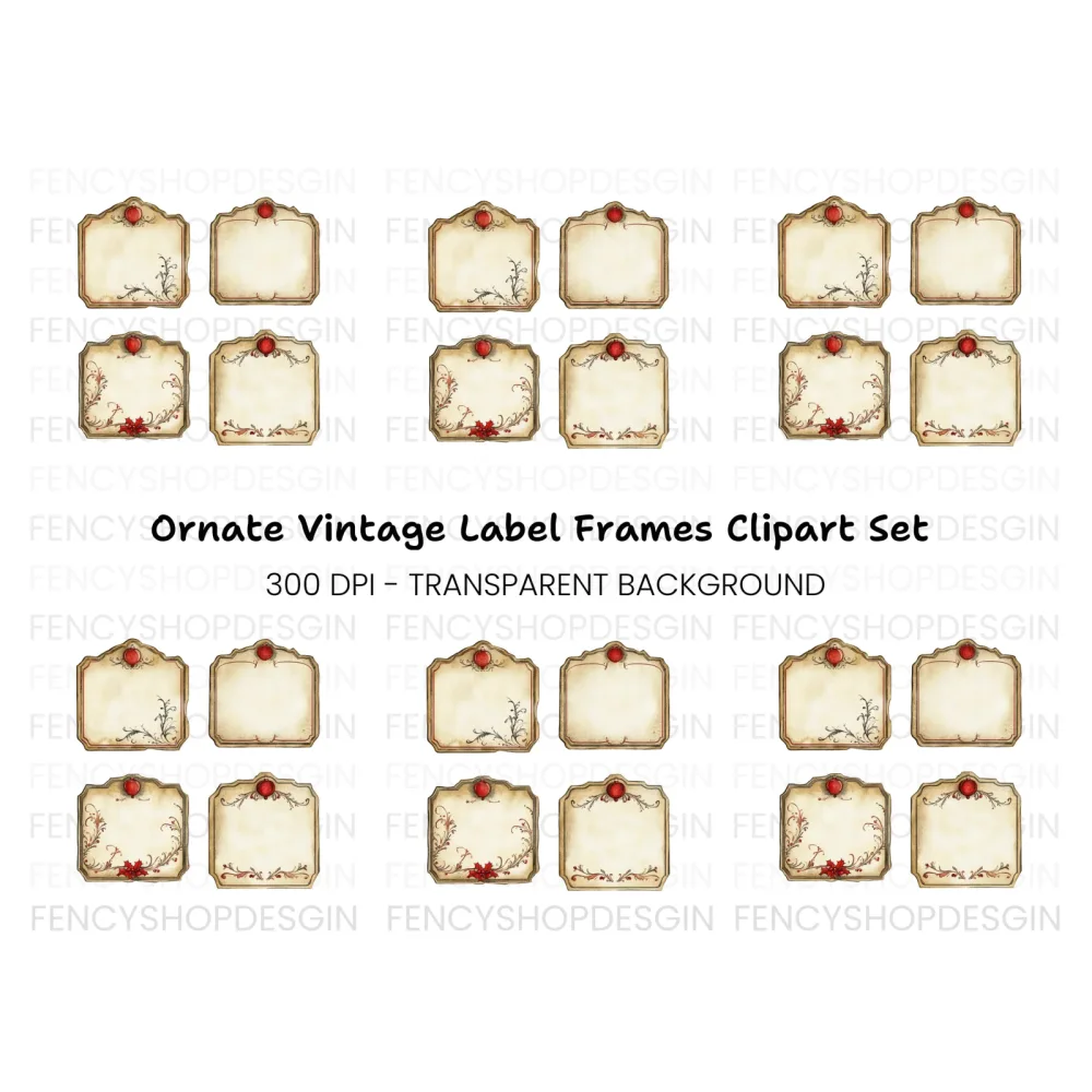 Vintage Christmas Labels Clipart Bundle