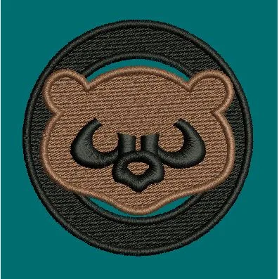 Stylized Bear Face Emblem Embroidery Design