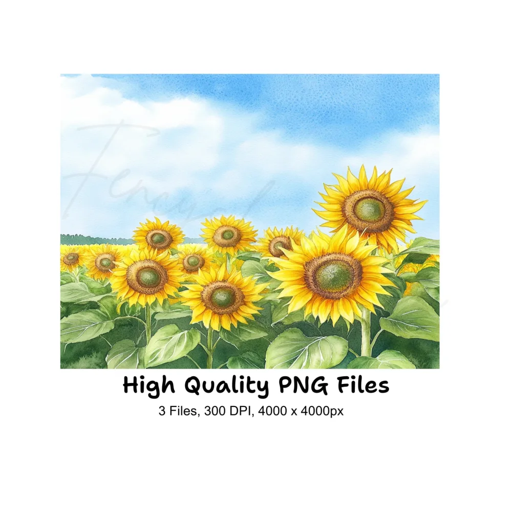Sunflower Field Clipart Bundle