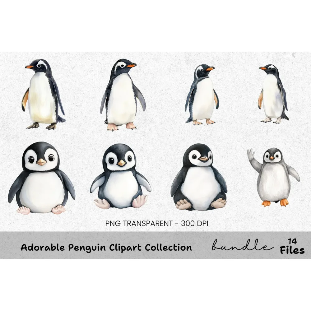 Adorable Penguin Clipart Bundle