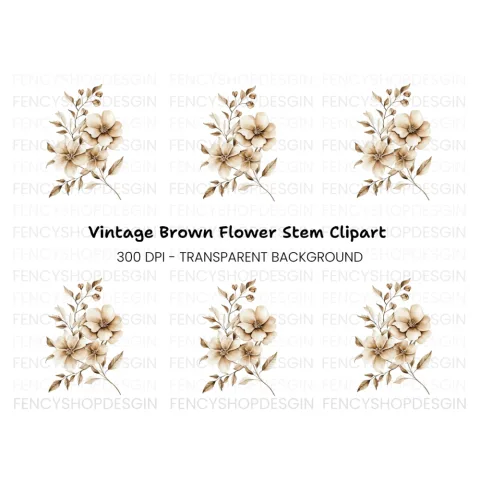 Elegant Sepia Floral Clipart Bundle
