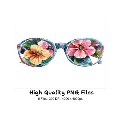 Floral Reflection Sunglasses Clipart Bundle