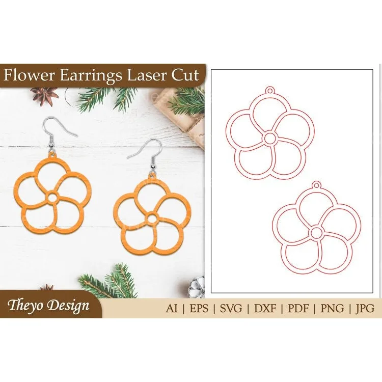 Earrings Lasercut Flower SVG Bundle