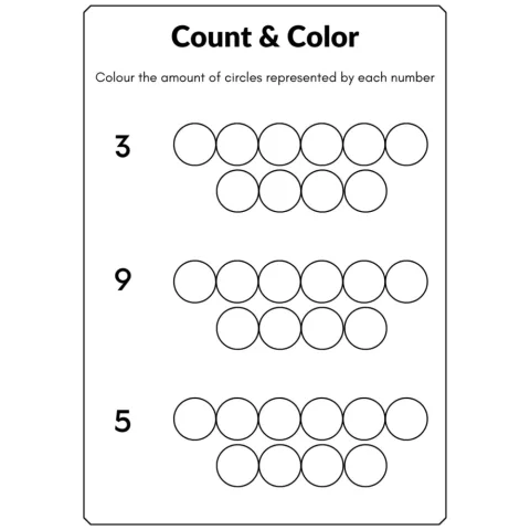 Count and Color Circles Worksheets