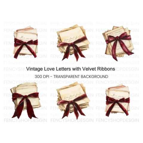 Handwritten Vintage Letters Clipart Bundle
