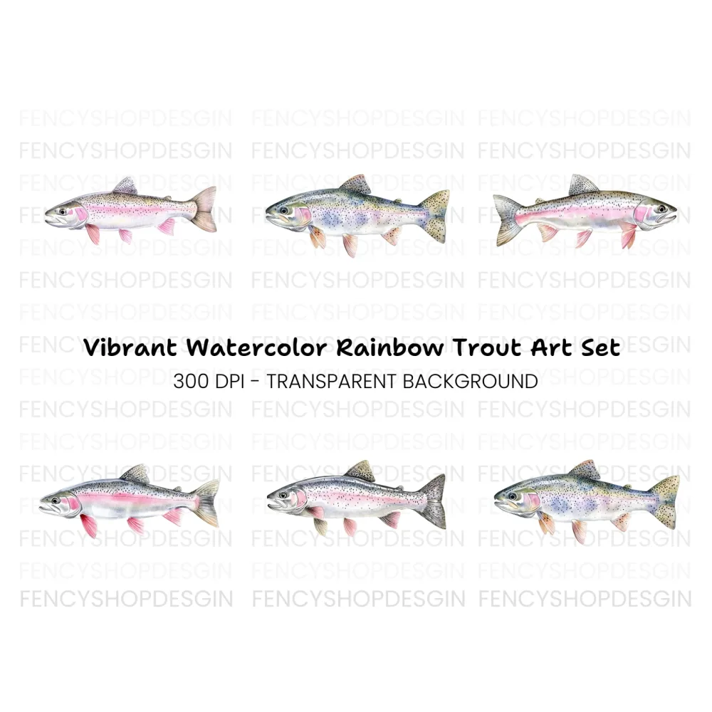 Rainbow Trout Fish Clipart Bundle