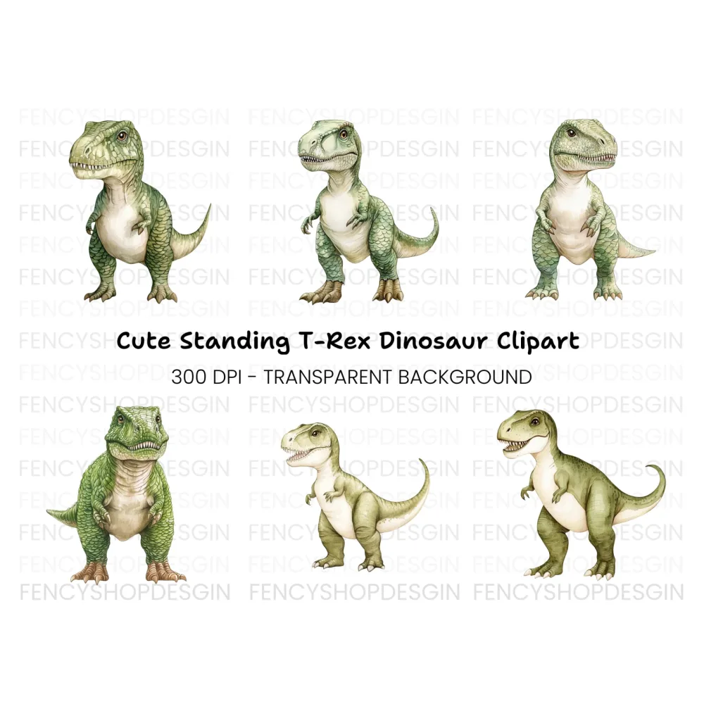 Cute Baby Rex Dinosaur Clipart Bundle