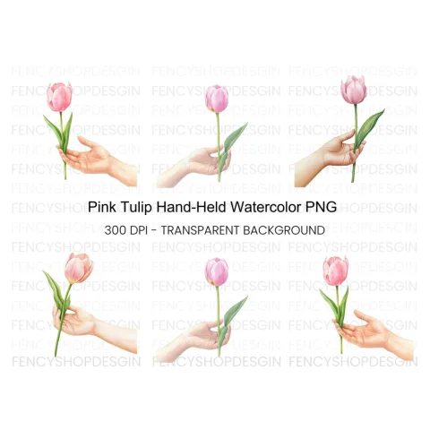 Elegant Pink Tulip Clipart Bundle