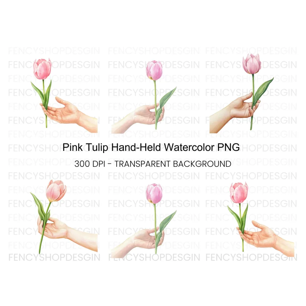 Elegant Pink Tulip Clipart Bundle