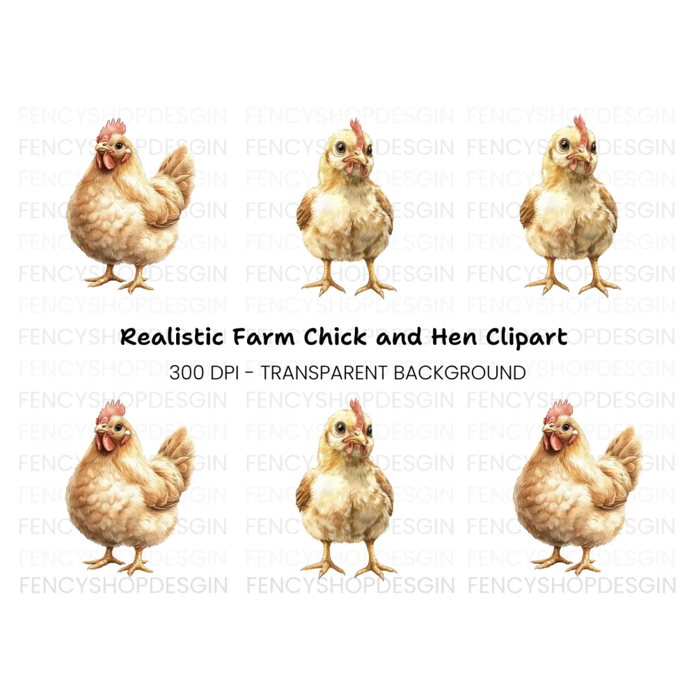 Cute Hen and Chick Clipart Bundle