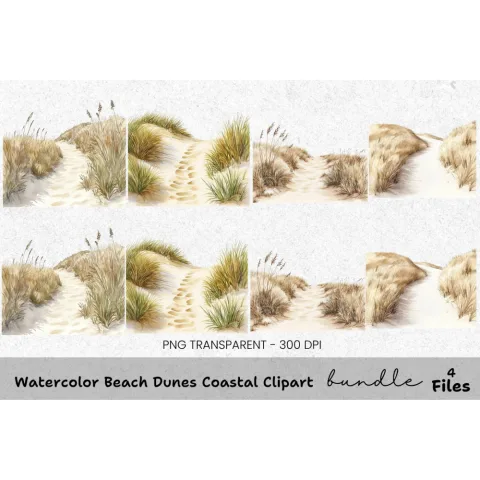 Beach Dunes Coastal Clipart Bundle