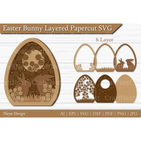 Easter Bunny Layered Papercut SVG
