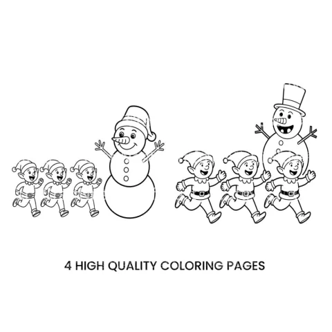 Snowman and Elf Winter Fun Coloring Books