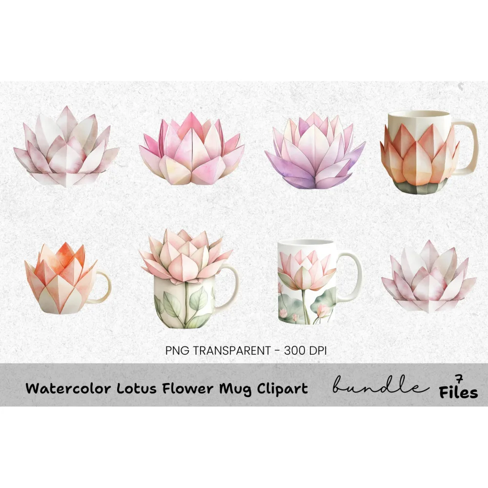 Lotus Flower Clipart Bundle